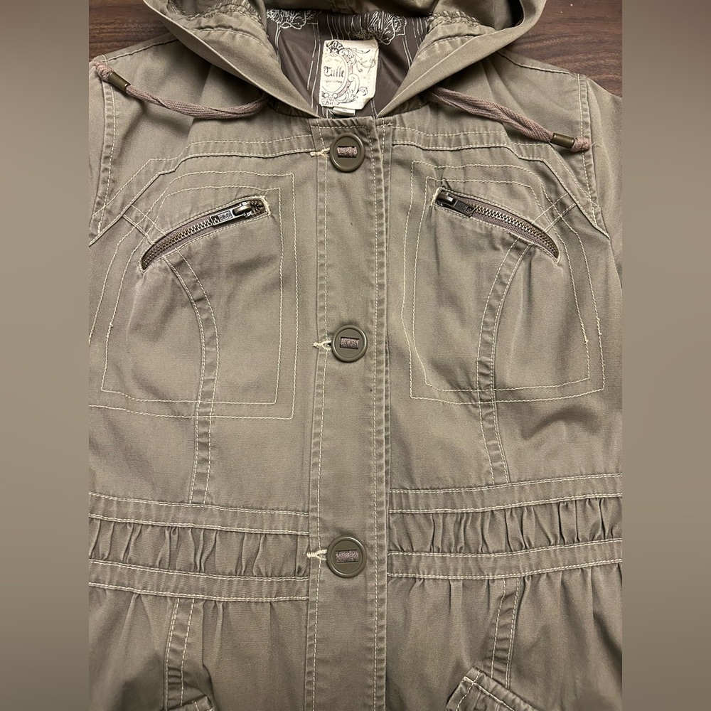 ANTHROPOLOGIE TULLE Olive Green Utility Hooded Jacket - Picture 7 of 14